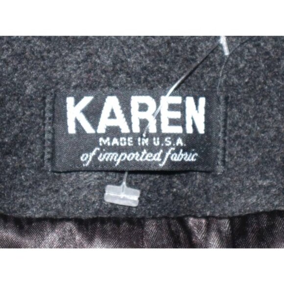 Karen Vintage Wool Coat Union Made Charcoal Red Collar 60s Mod Classic Old Money - Picture 3 of 12